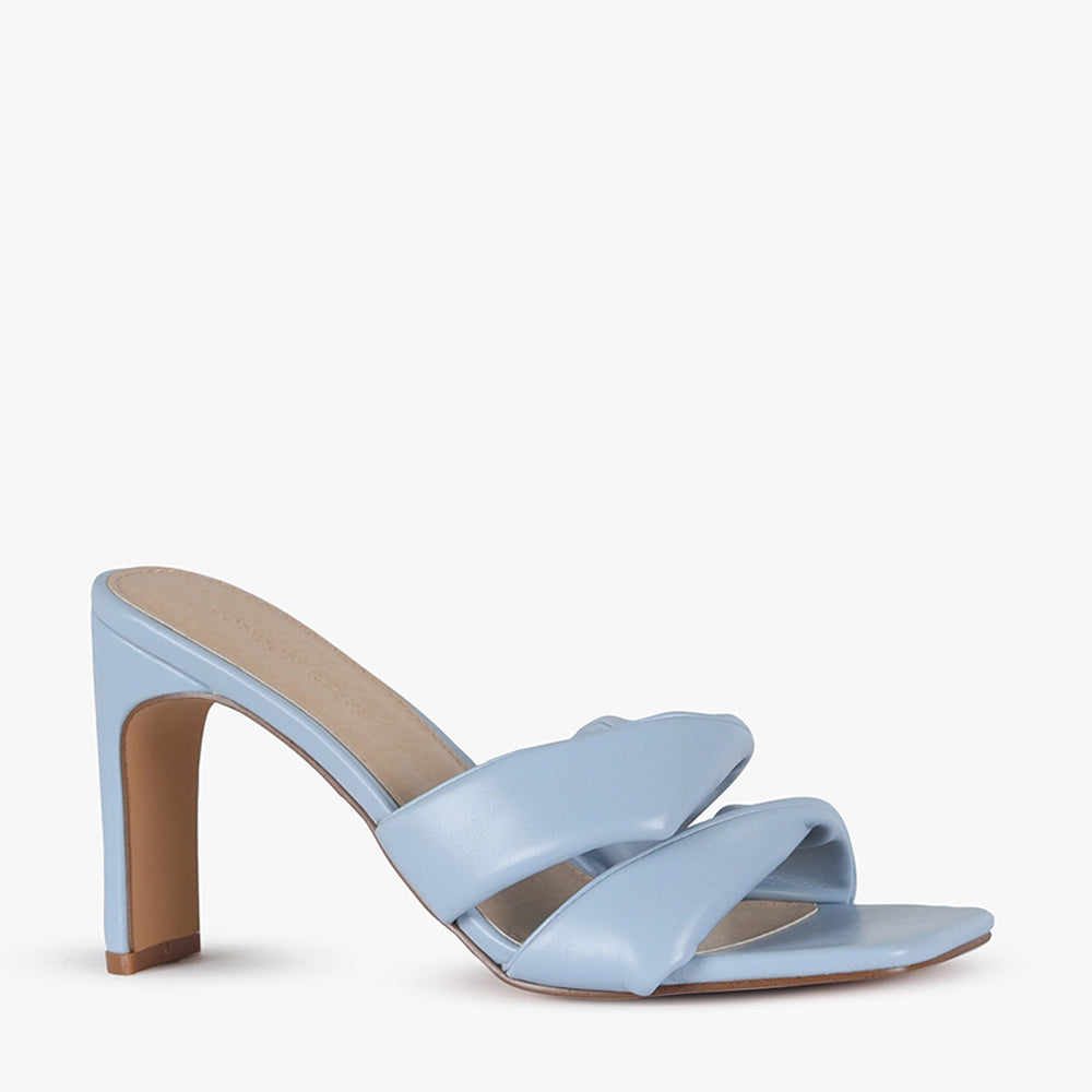 Kenzy by London Rebel Womens Blue Mule Heel Famous Footwear