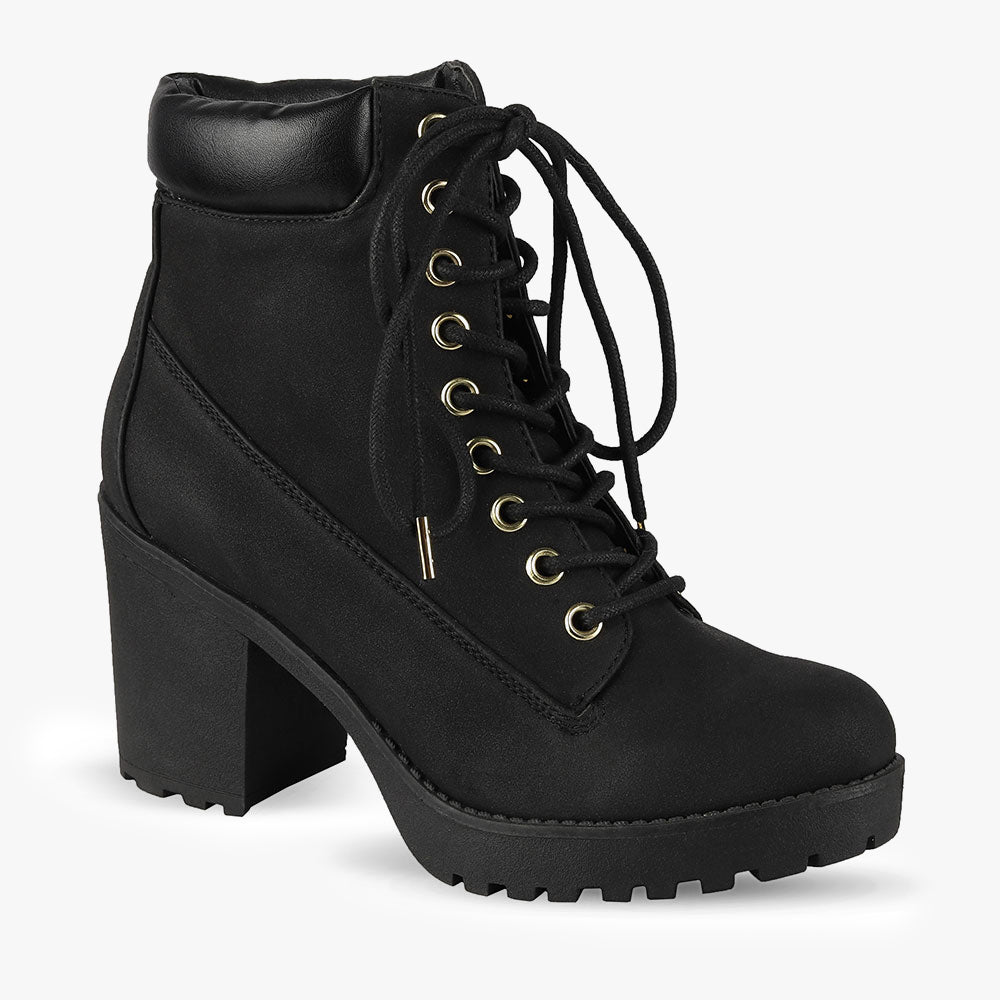 London Rebel Block Heeled Ankle Boots