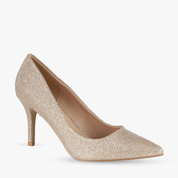 Famous footwear gold best sale heels