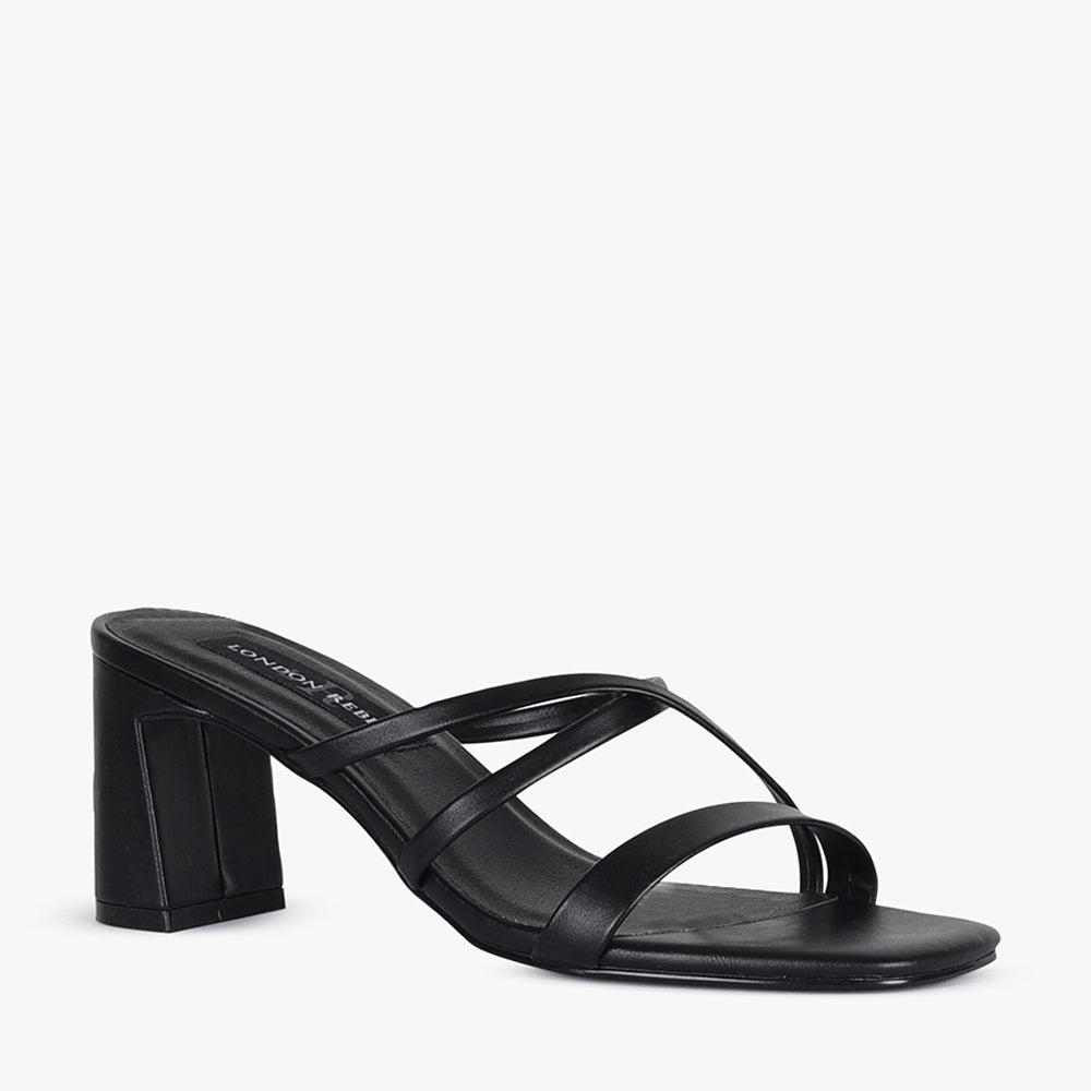 Black low heel mules on sale